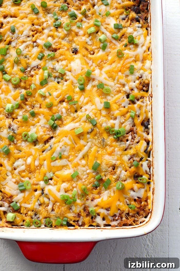 close up of chicken casserole with melted cheese