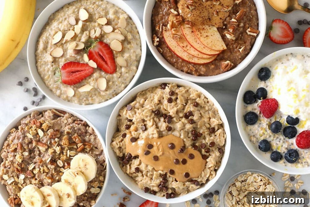 Apple Cinnamon Baked Oatmeal Recipe for Breakfast 2 Bowls of oatmeal with different toppings