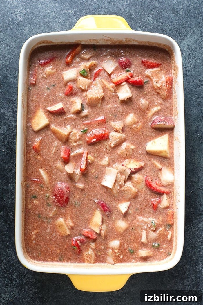 Casserole ingredients before baking casserole ingredients before baking the casserole.