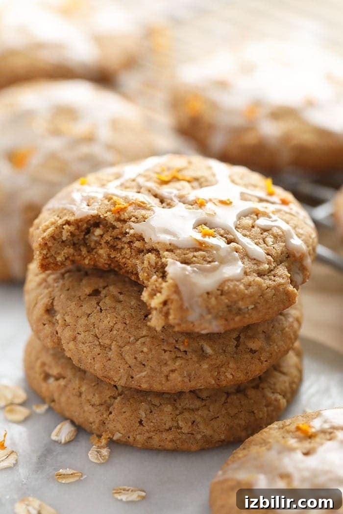 Healthy iced oatmeal cookies iced oatmeal cookie in drying rack