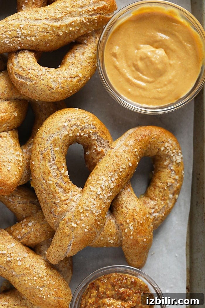 Tray of baked soft pretzels