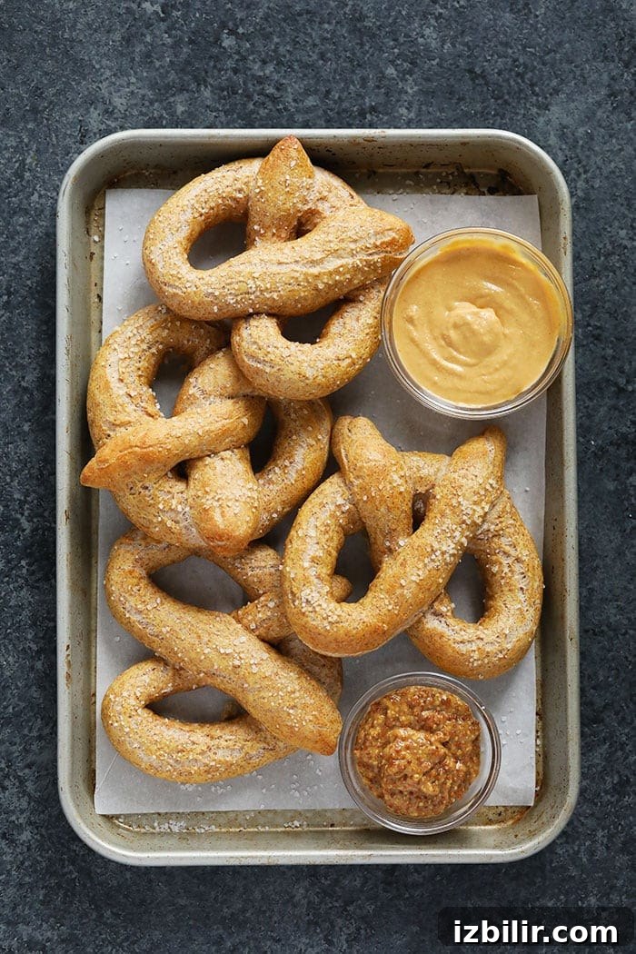 Golden brown baked pretzels