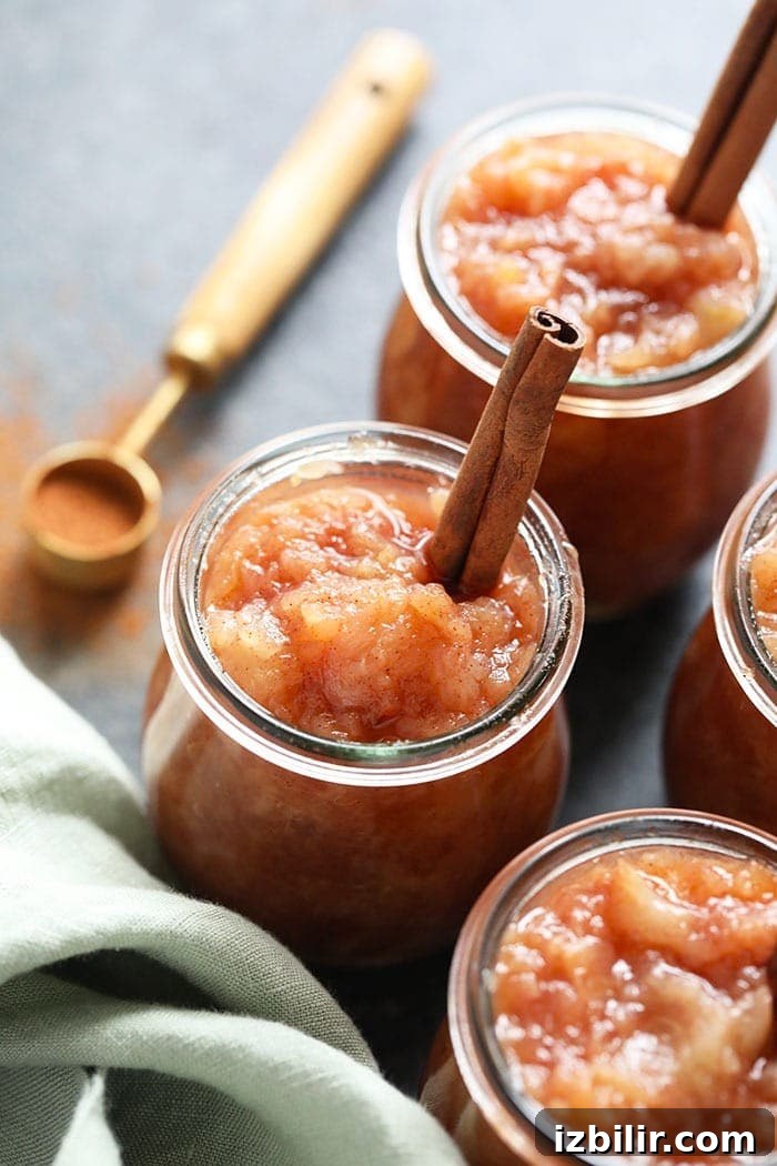 Cinnamon Crockpot Applesauce Cinnamon crockpot applesauce in a glass dish