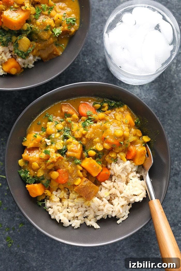 sweet potato curry in bowl.