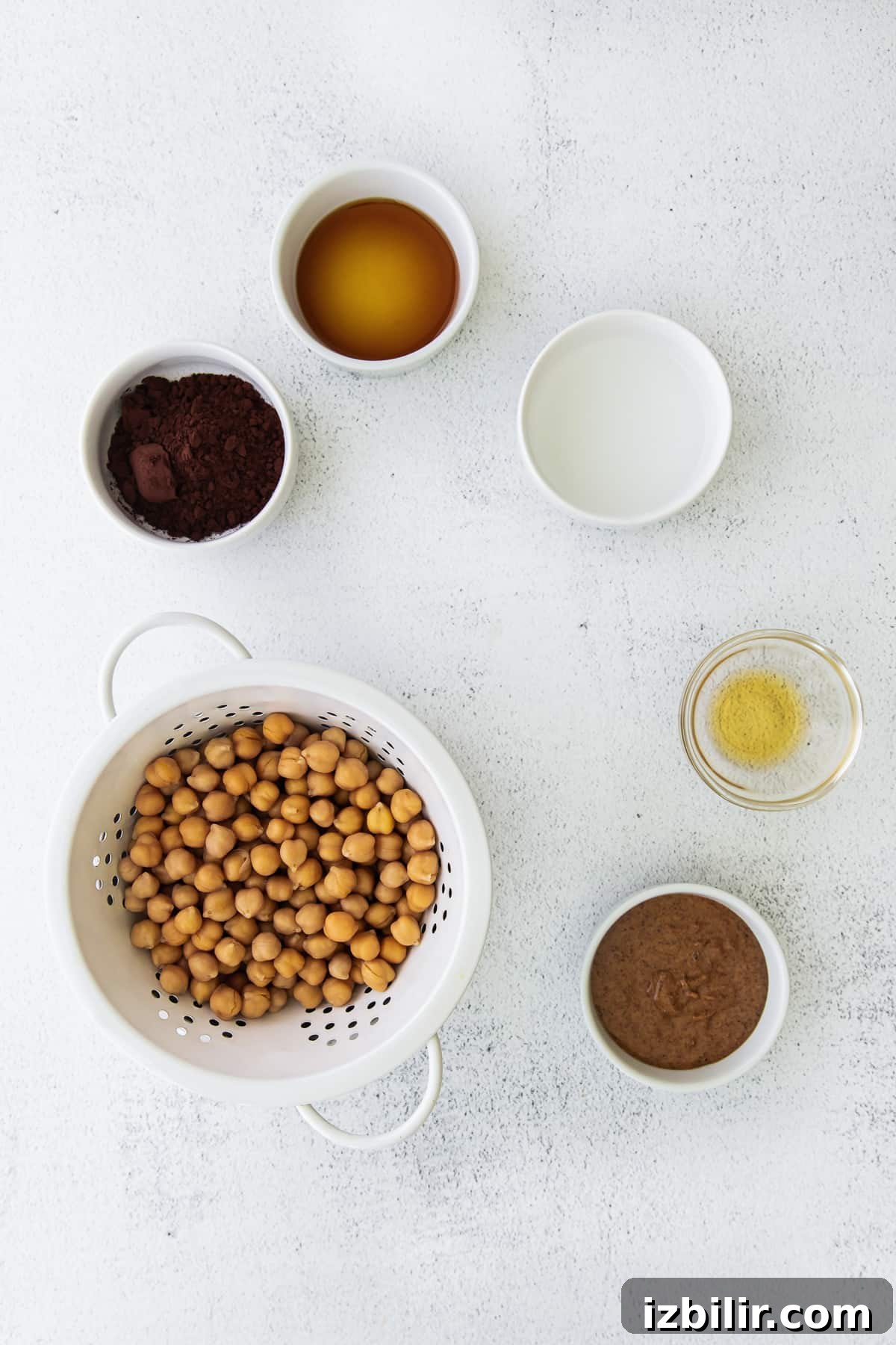 Creamy Chocolate Hummus Dessert Dip Recipe 3 Hummus ingredients on countertop