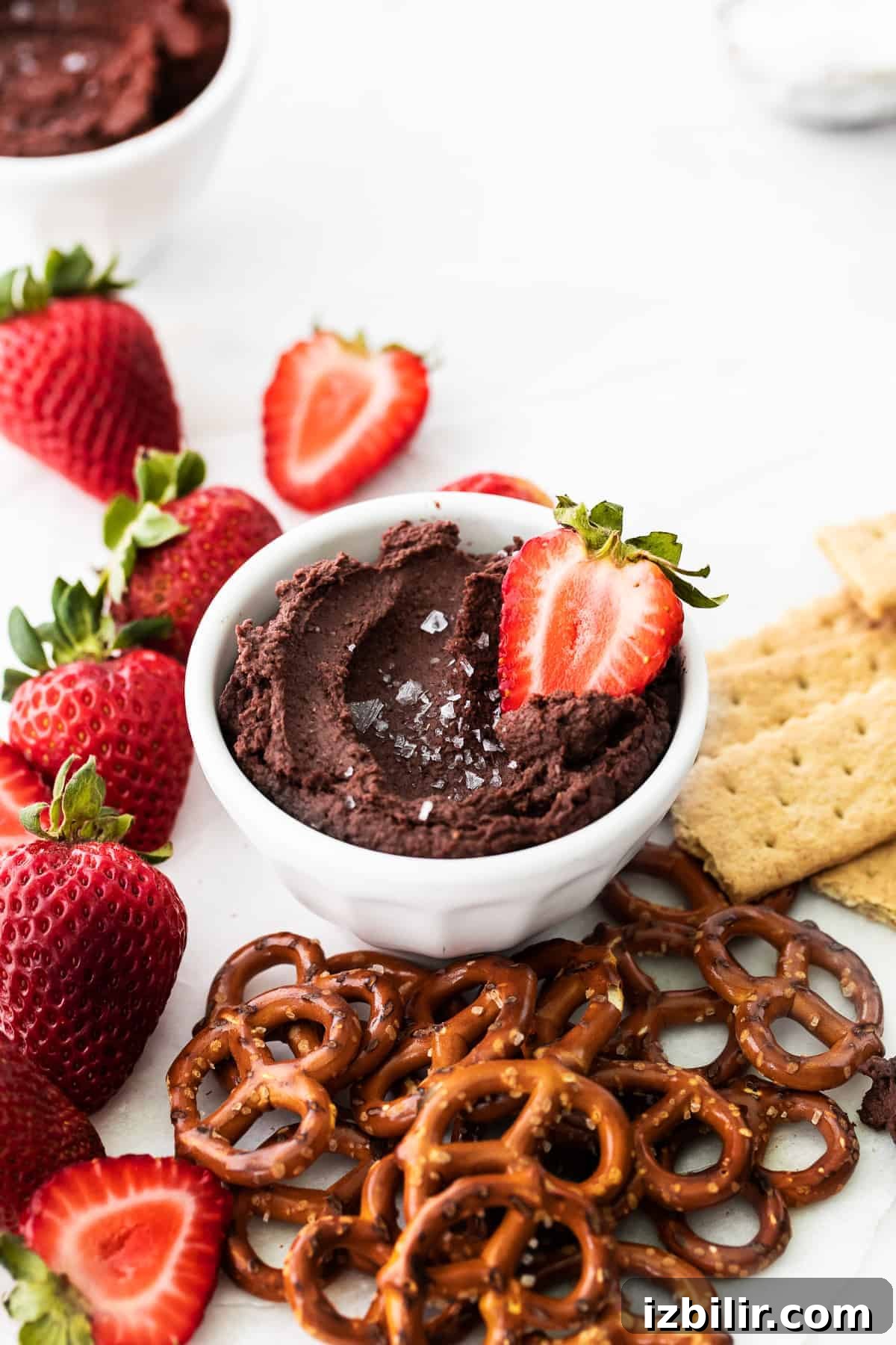 Creamy Chocolate Hummus Dessert Dip Recipe 7 Strawberry dipped in hummus