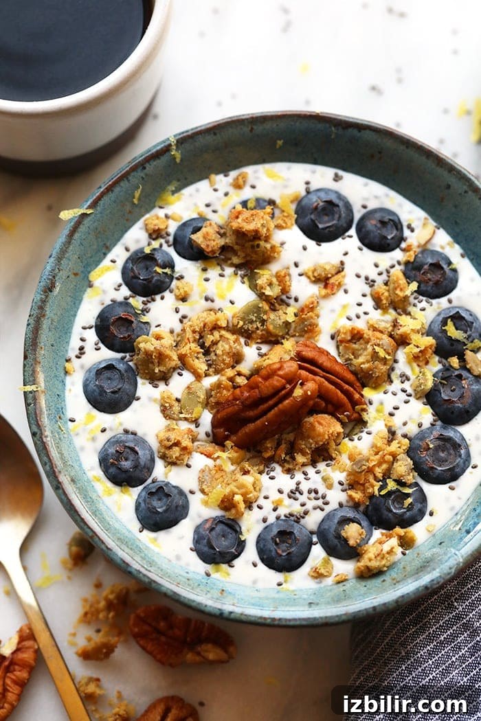 Protein-Packed Chia Yogurt Bowl 3 This chia yogurt bowl is packed with fiber, low in sugar, and is the perfect breakfast to fuel you for the day!