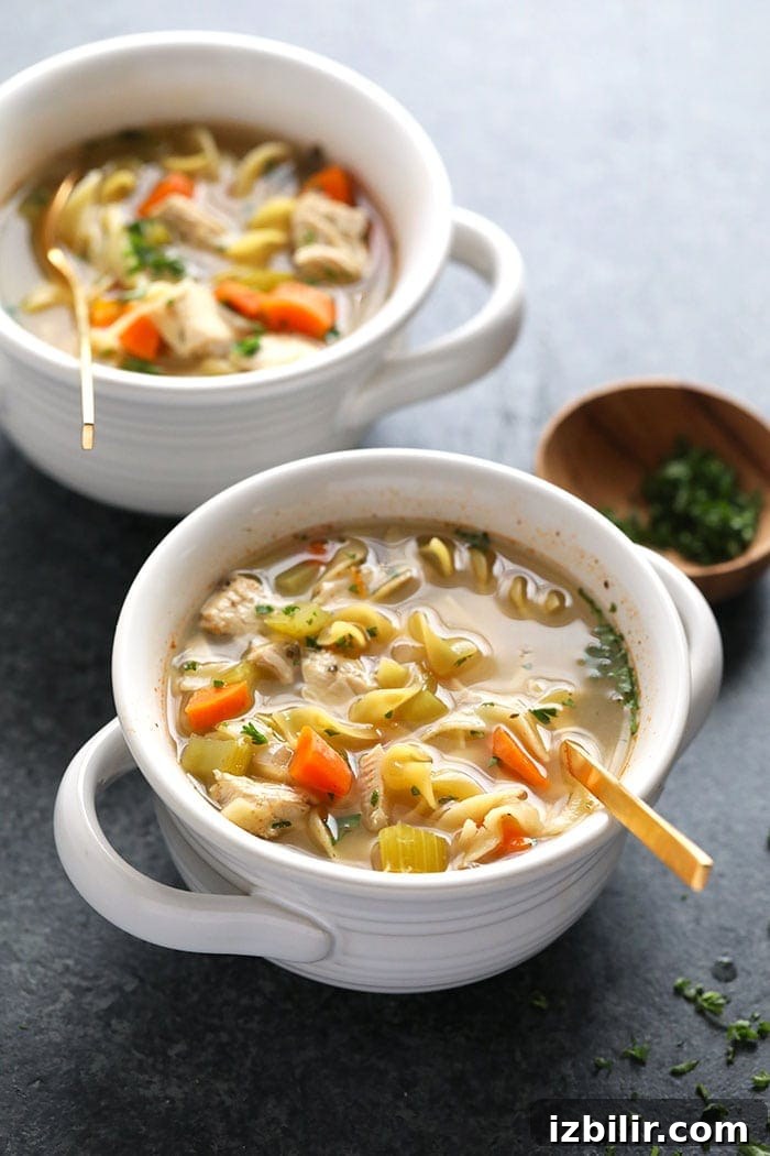 Crockpot Chicken Noodle Soup Chicken Noodle Soup Slow Cooker in bowl
