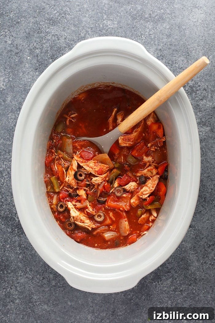 Slow Cooker Chicken Cacciatore with Tomatoes and Peppers 4 slow cooker chicken cacciatore