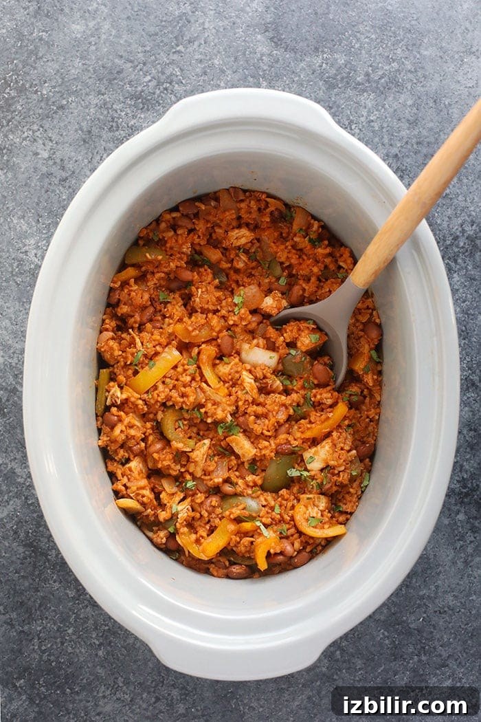 Finished slow cooker enchilada casserole.