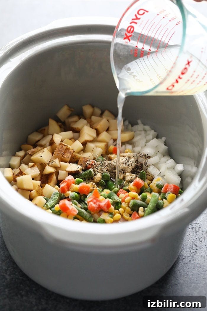Ingredients for Slow Cooker Chicken Pot Pie Soup Slow cooker chicken pot pie soup ingredients.