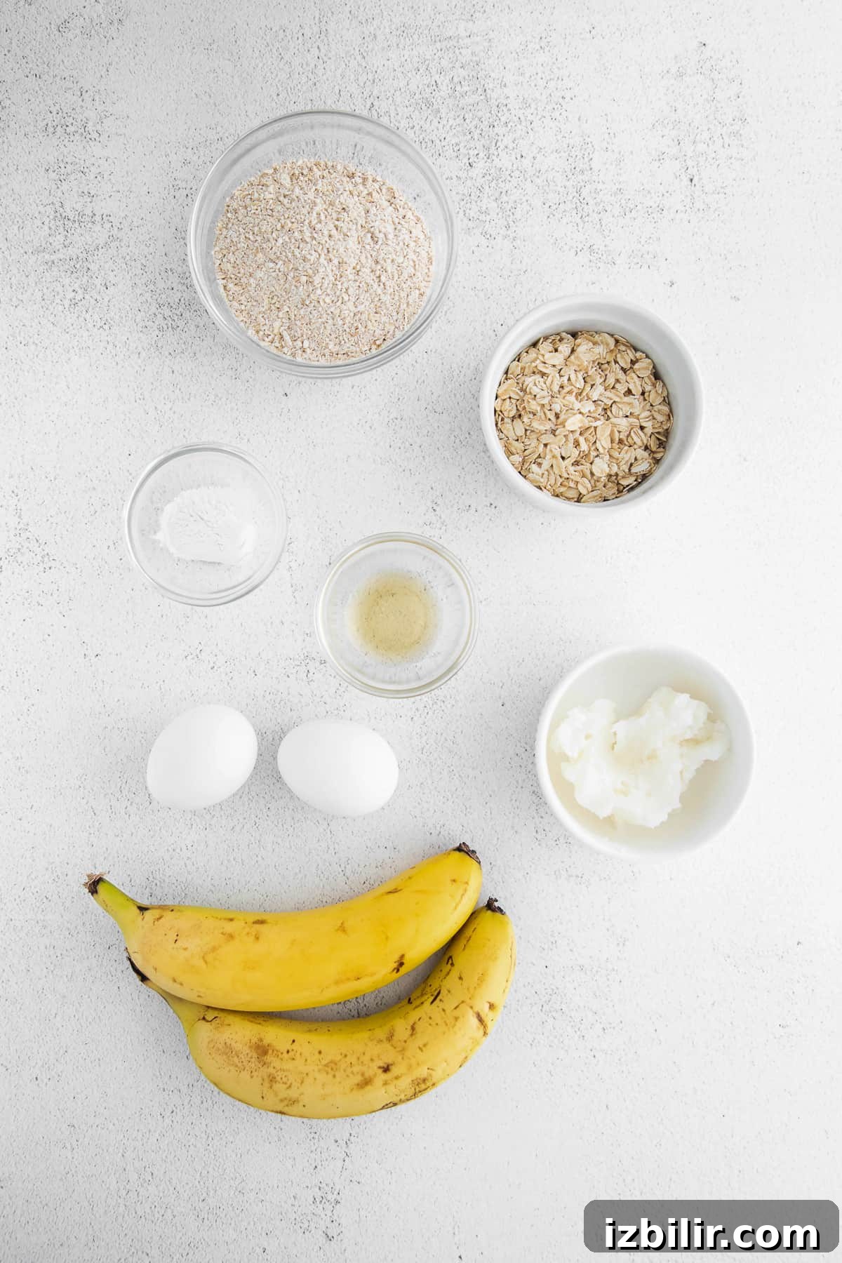 Fluffy Banana Oatmeal Pancakes Recipe 3 ingredients on counter