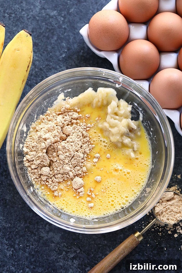 High-Protein Peanut Flour Pancakes 3 Bowl of ingredients