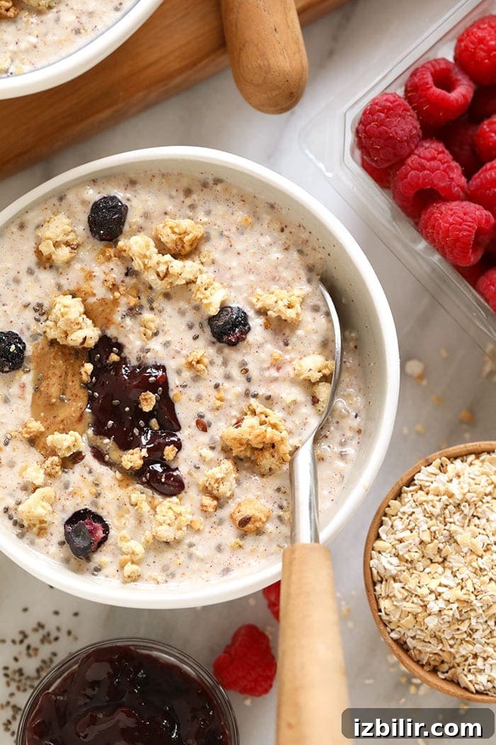 Overnight Steel Cut Oats Overnight Steel Cut Oats in bowl.