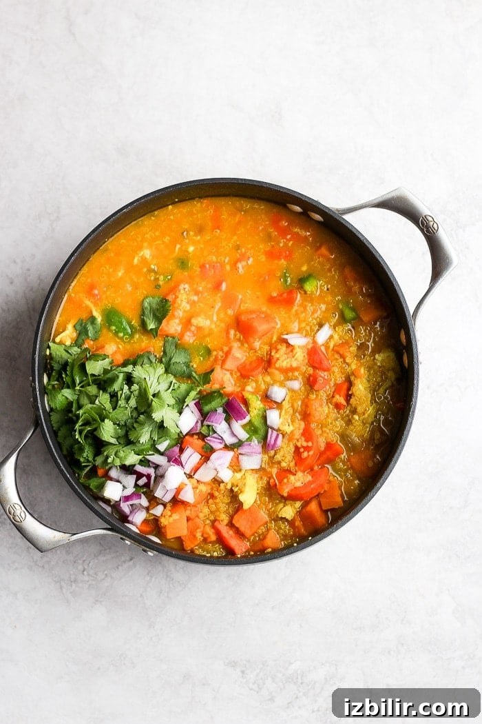 One-Pot Golden Chicken Curry Soup Recipe 5 Bowl of golden curry soup with herbs