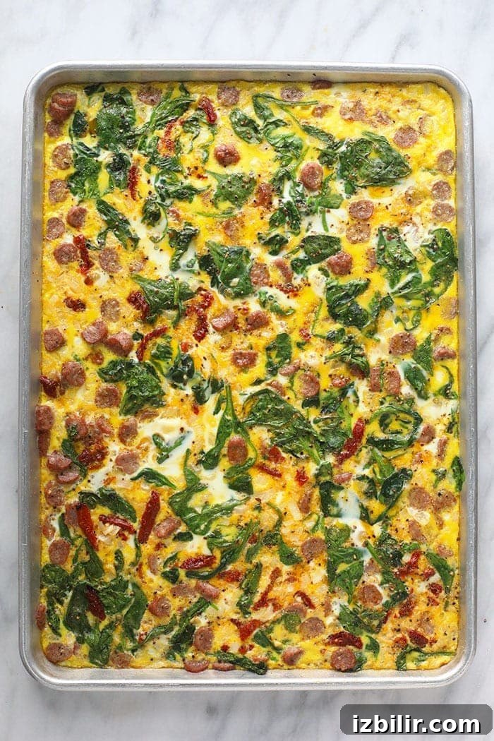 Egg patty cooked in a sheet pan.
