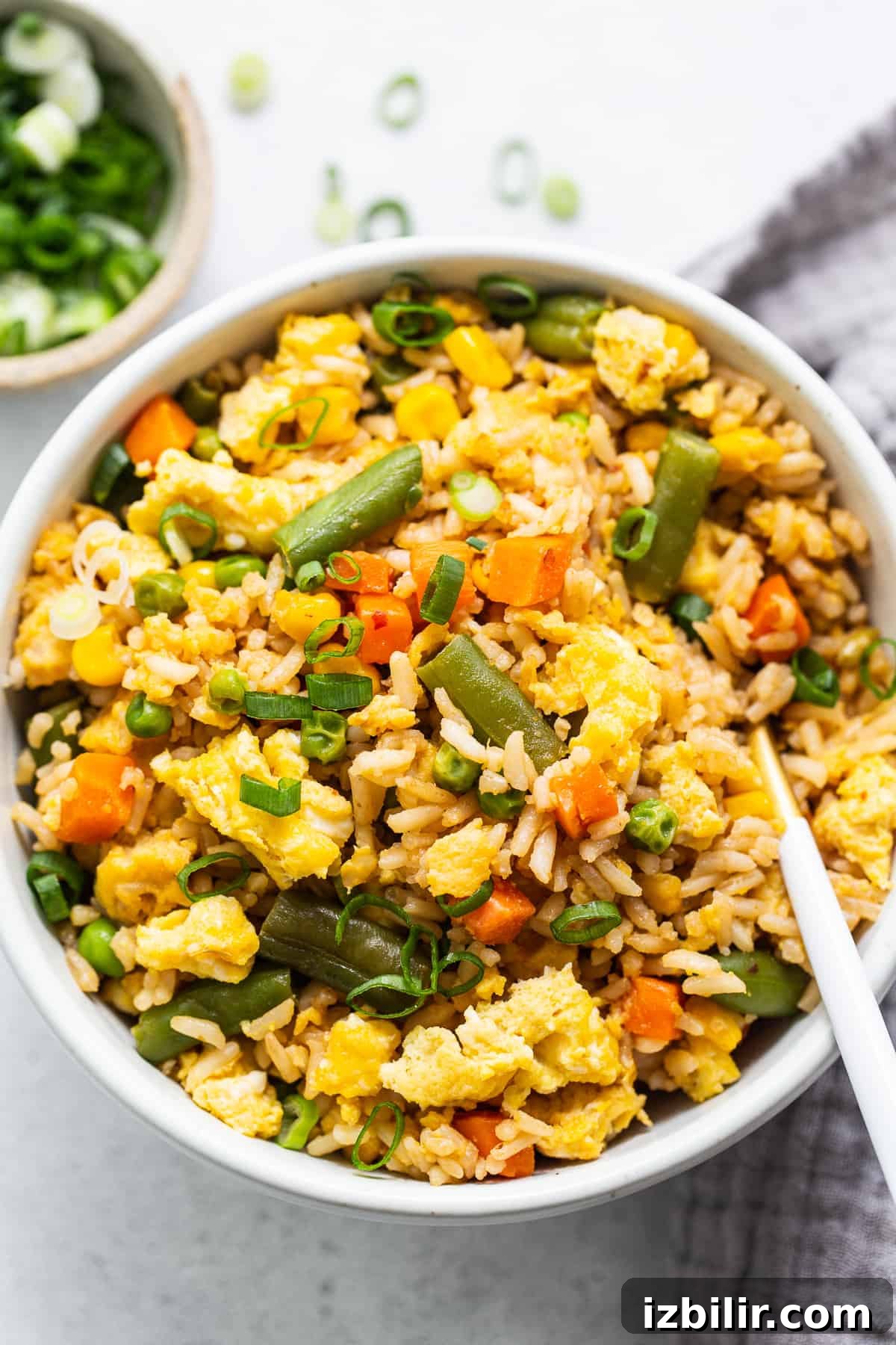 Instant pot fried rice in bowl.