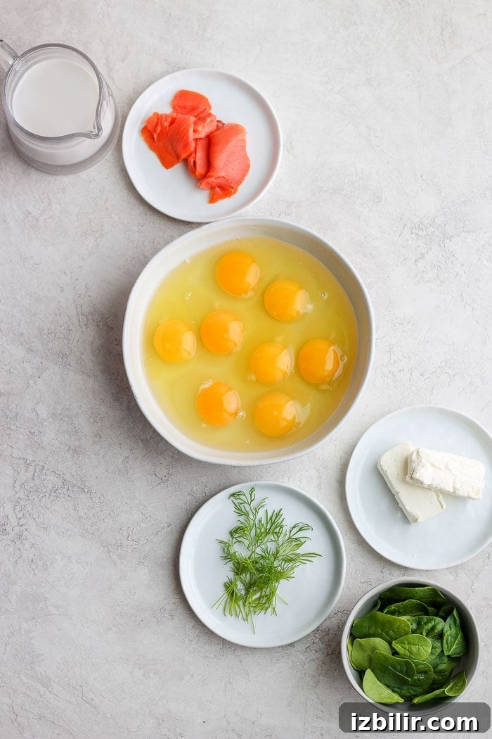 smoked salmon breakfast frittata ingredients.