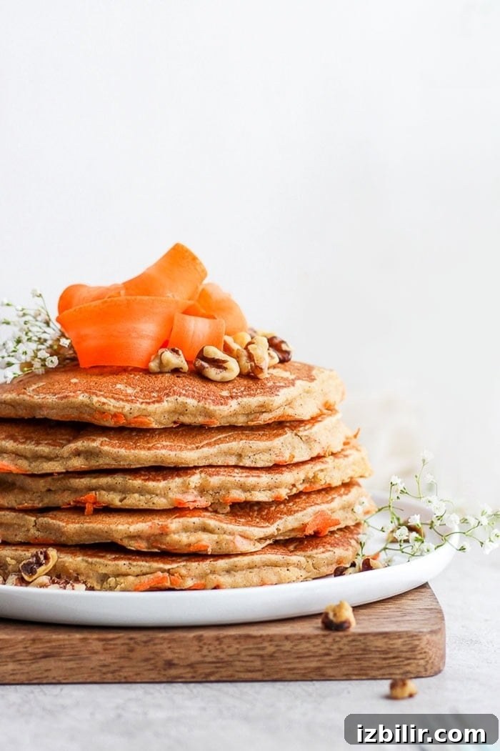 Carrot cake pancakes ready to serve. healthy carrot cake pancakes on a plate