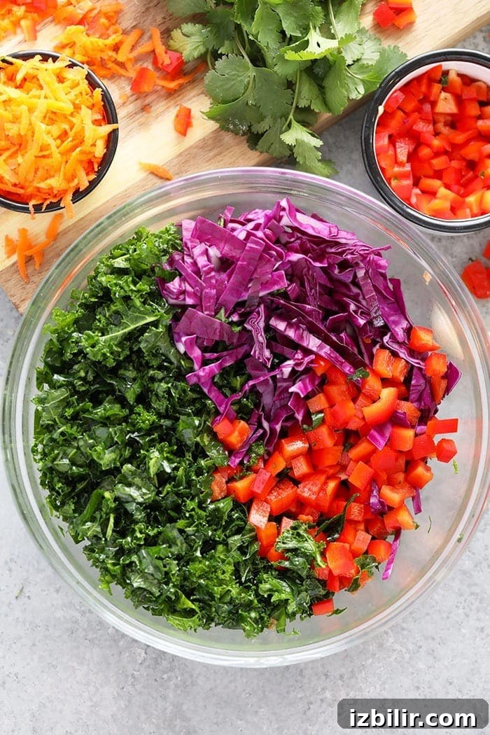 Sesame soy kale salad closeup