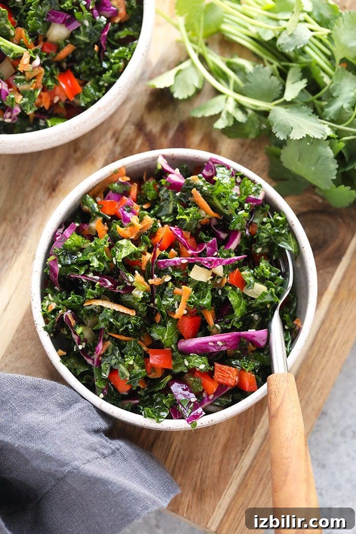 Served sesame soy kale salad