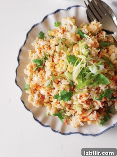 Vegetable fried rice in a bowl