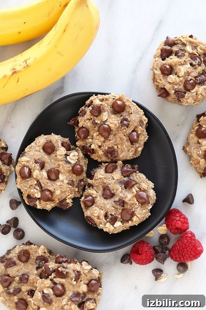 banana oatmeal cookies on plate