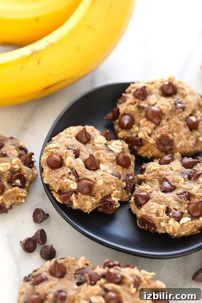 banana oatmeal cookies on plate