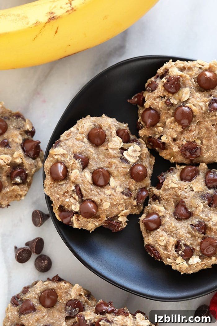 banana oatmeal cookies on plate