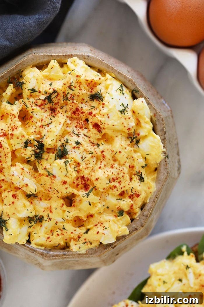 Healthy egg salad in a bowl.