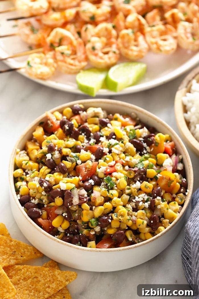 Black bean and corn salad in bowl