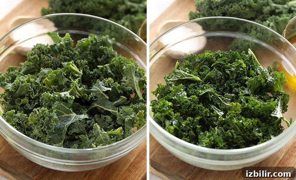Kale leaves on a surface ready to be prepared