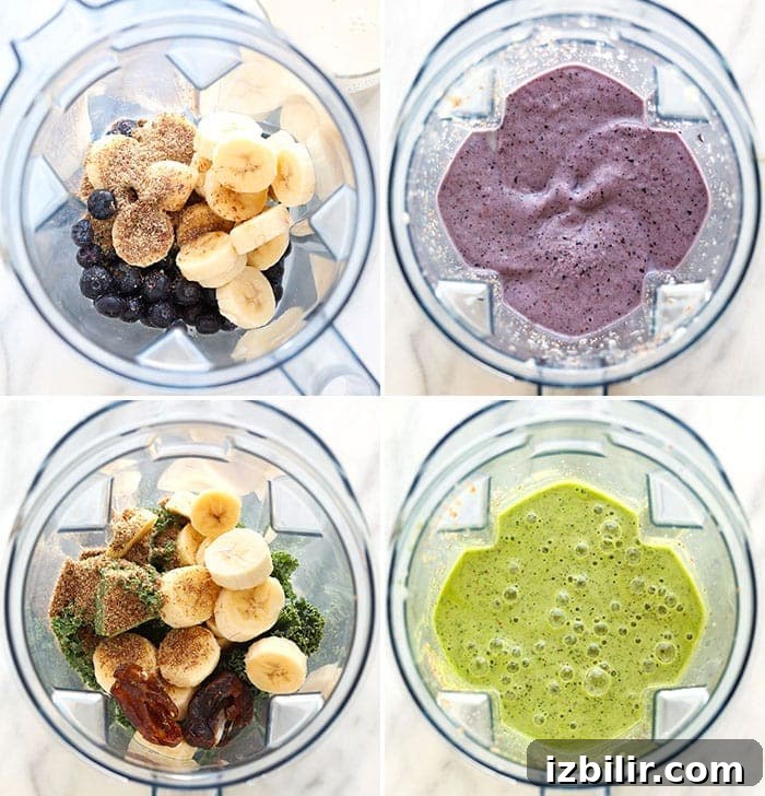 smoothie in blender 4 times.