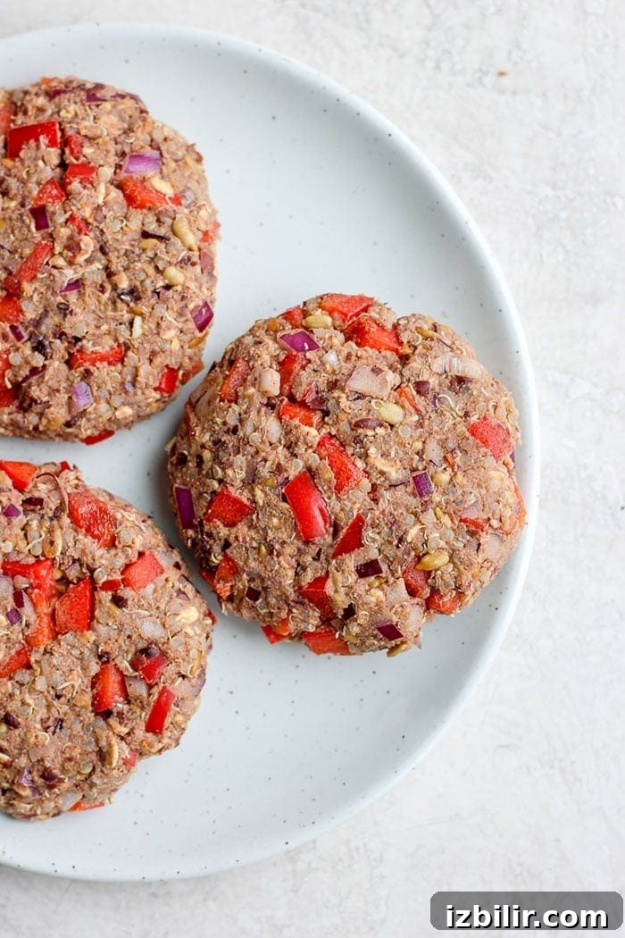 Cooked quinoa burgers on a plate Quinoa burgers on a plate