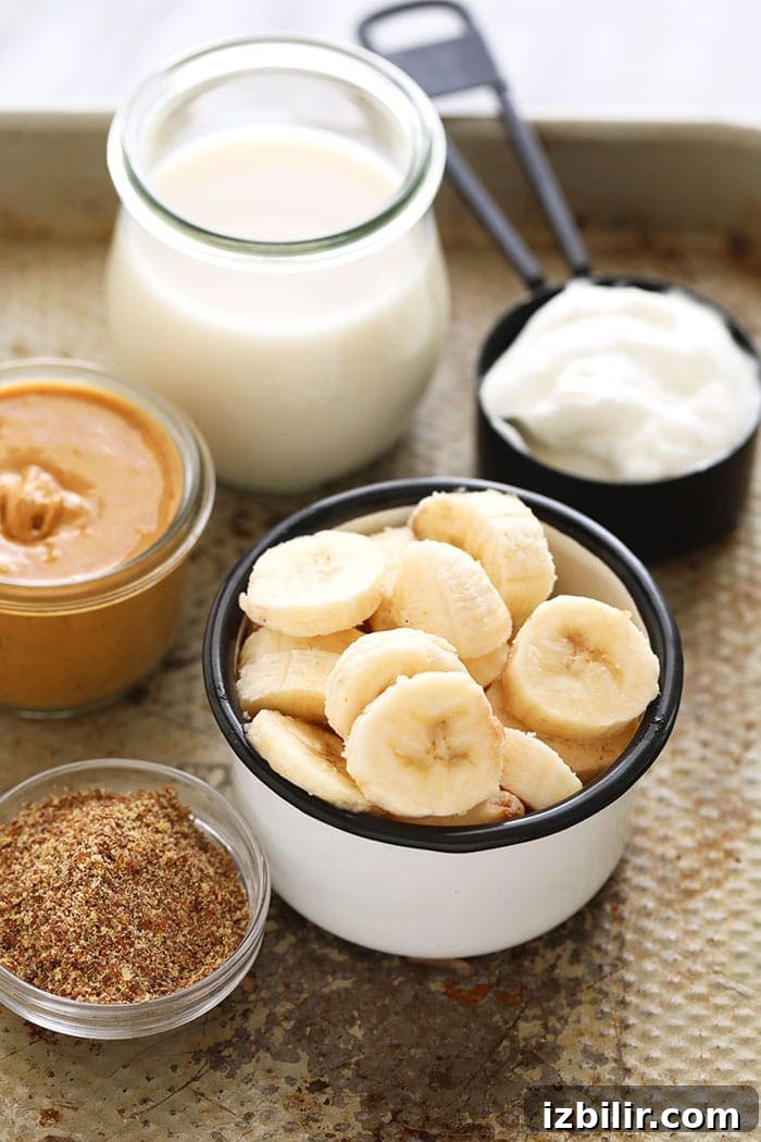 Peanut butter and banana is a fan favorite when it comes to flavor combos. That's why this peanut butter banana smoothie is a show-stopping smoothie recipe you need to make! We kept this peanut butter and banana smoothie recipe simple with just 6 total ingredients! Keep reading to get the recipe and dig in! Ingredients