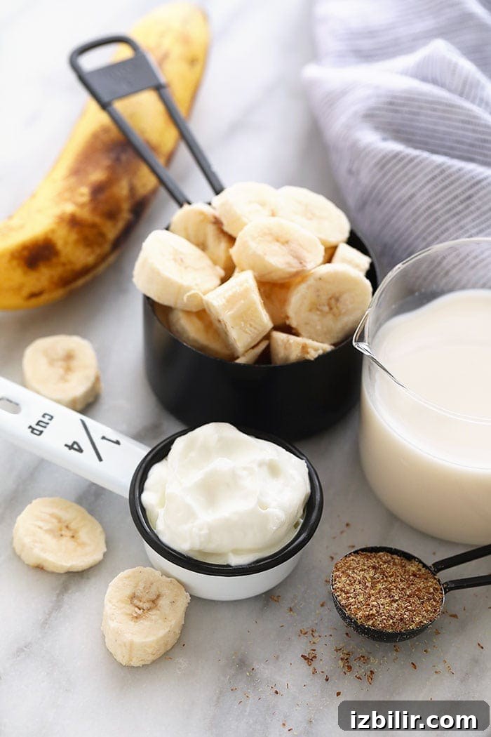 All the ingredients for a banana smoothie