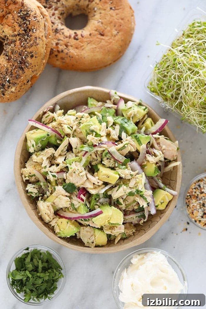 Creamy Avocado Tuna Salad Sandwich Recipe 3 avocado tuna salad in a bowl