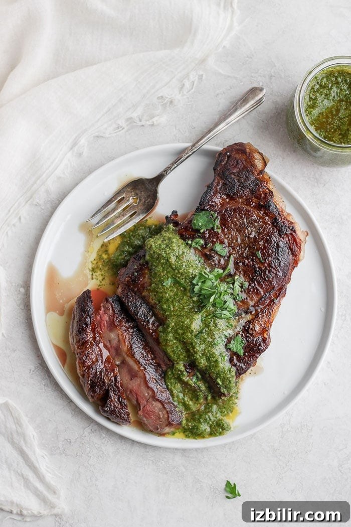 sous vide steak with chimichurri
