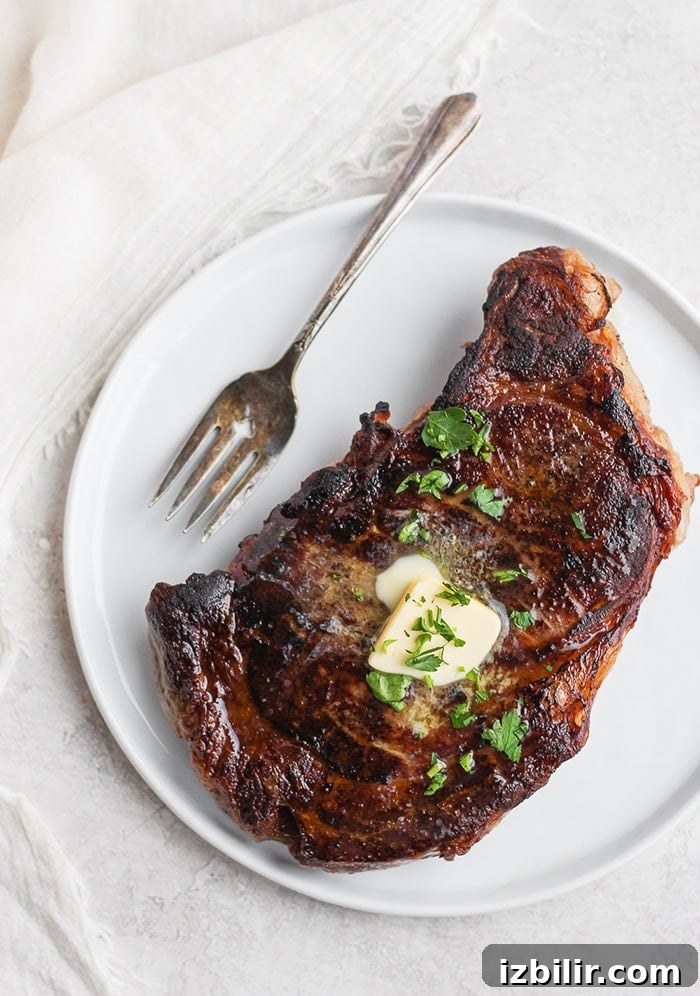 sous vide steak with butter on top