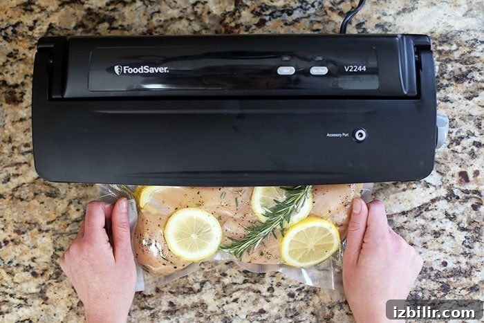 Taking air out of a sous vide bag