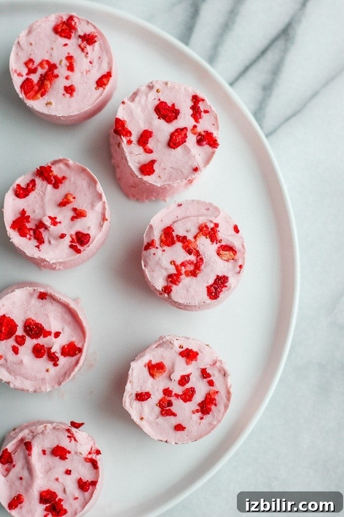 Keto Raspberry Cheesecake Fat Bombs 3 Fat bombs on a plate