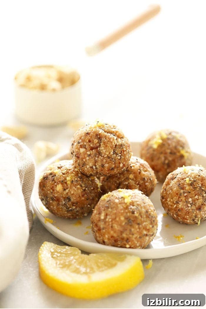 Lemon Cake Energy Balls Energy balls on a plate