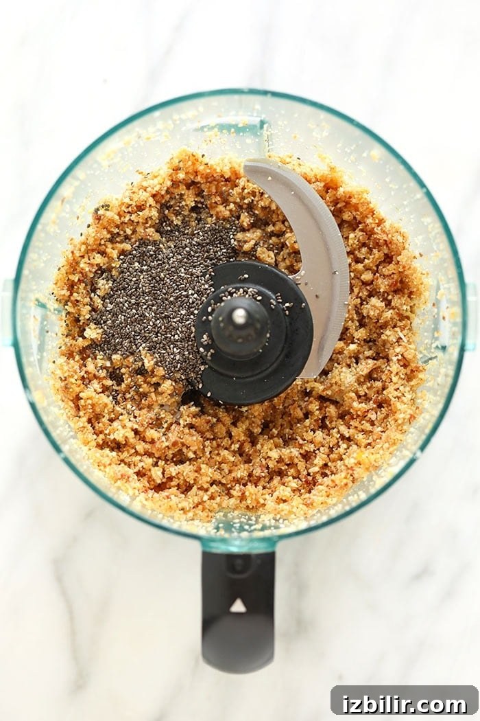 Ingredients in a food processor Energy ball ingredients in a food processor