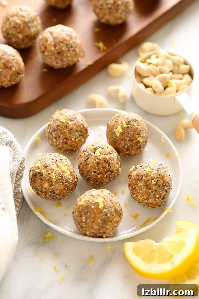 Lemon Cake Energy Balls Energy balls on a plate