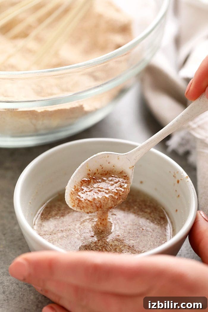 Flax egg ready to use how to make a flax egg in a bowl with a spoon