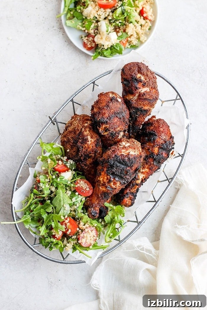 Grilled chicken drumsticks grilled chicken drumsticks in basket.