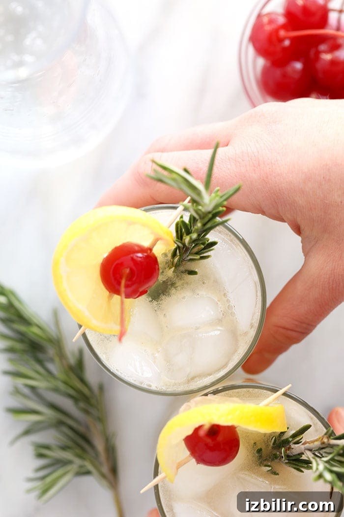 15+ Vodka Cocktail Recipes You Need to Try Tonight 16 a person holding a glass of vodka collins with cherries and rosemary.