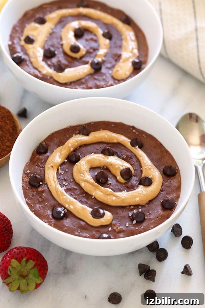 Chocolate oatmeal with peanut butter swirl chocolate oatmeal with peanut butter swirl