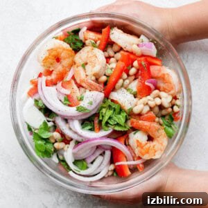 healthy shrimp salad in a bowl