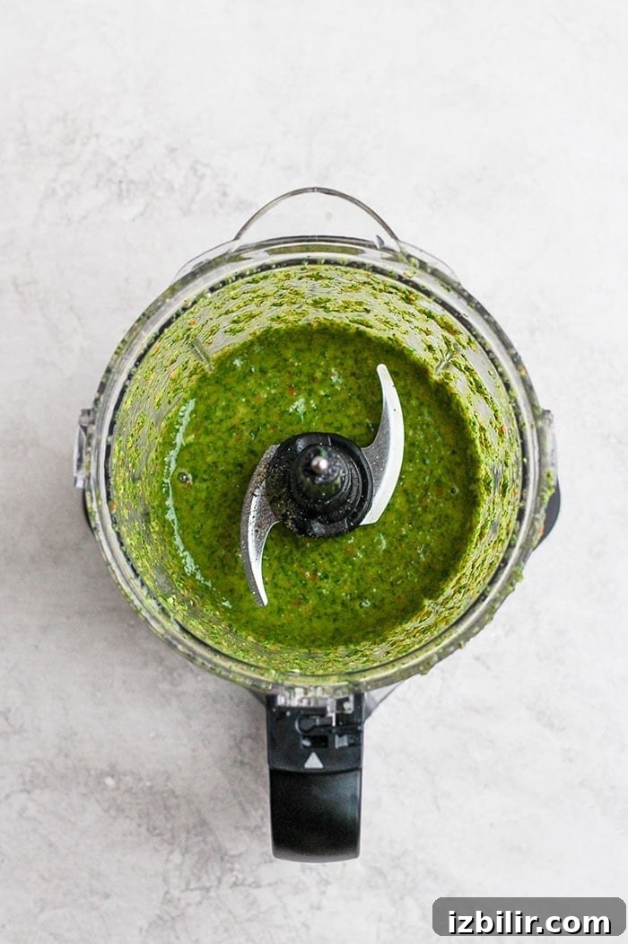 chimichurri sauce mixed up in a food processor